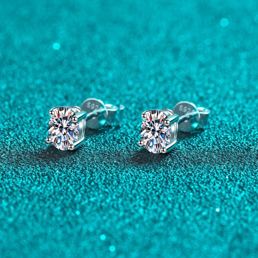 Certified 4ct. t.w. Moissanite Diamond Oval Cut Stud Earrings NEW - Picture 8 of 14